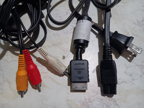 Playstation OEM AV Cord + Power Cable BUNDLE for PS2 Fat and PS1 Consoles