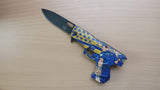 Police Handcuffed USA Flag Gun Handle Spring Assisted Folding Pocket Knife