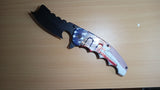 Punisher Skull Axe Blade USA Flag Spring Assisted Folding Pocket Knife