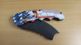 Punisher Skull Axe Blade USA Flag Spring Assisted Folding Pocket Knife