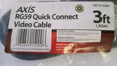 RF Screw On TV Cord 3Ft RG59 Push-On Connect Black Coaxial Video C