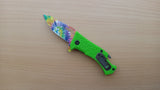 Rainbow Color Blade Orange Green Small Spring Assisted Folding Pocket Knife Bottle Opener