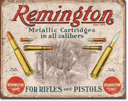 Remington Rifles & Pistols 16 x 12.5 Vintage Tin Sign Reproduction