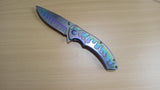 Rainbow Flame Tight Molten Steel Spring Assisted Folding Pocket Knife
