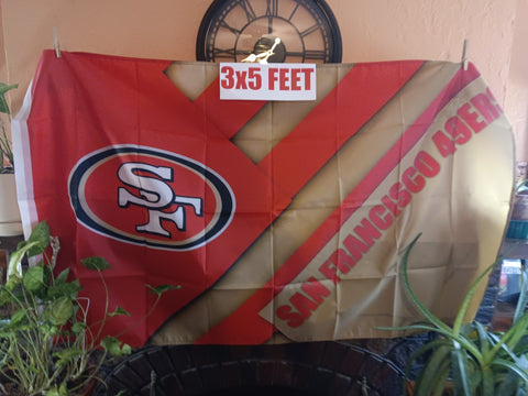 San Francisco 49ers Diagonal NFL 3X5 Feet American Flag Banner Pole or Wall Decor