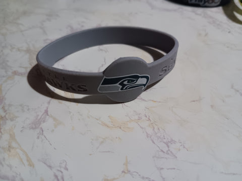 Seattle Seahawks NFL Silicone Gray Rubber Bracelet