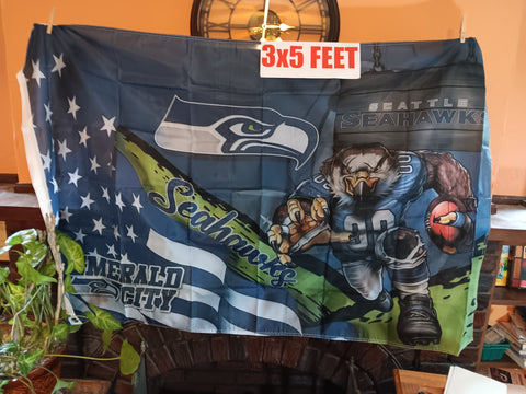 Seattle Seahawks Stars & Stripes & Steroids NFL 3X5 Feet Flag Banner