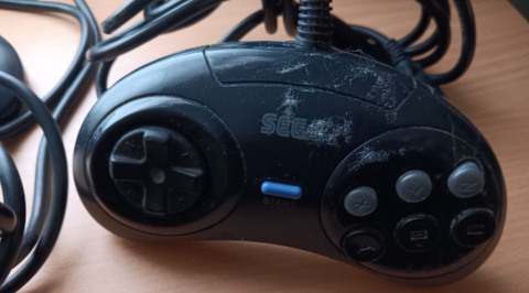 Sega Genesis 6 Button Controller OEM Blue Start Button MK1937