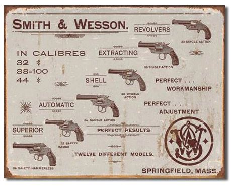 Smith & Wesson Revolvers 16 x 12.5 Vintage Tin Sign Reproduction