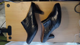 Sofft Womens Black Leather Pleated Heeled Mules Slip On Comfort Shoes Size 9M