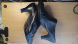 Sofft Womens Black Leather Pleated Heeled Mules Slip On Comfort Shoes Size 9M