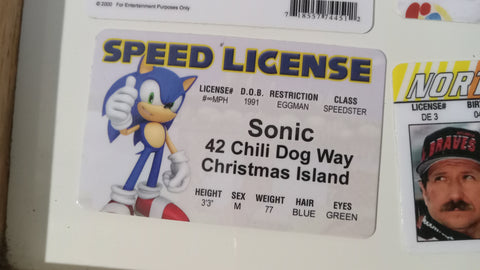 Sonic The Hedgehog Christmas Island Speed License Novelty Joke I.D. Card Driver's License