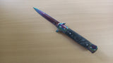Stiletto Rainbow Blade Black Handle 8.75 Inch Spring Assisted Folding Pocket Knife