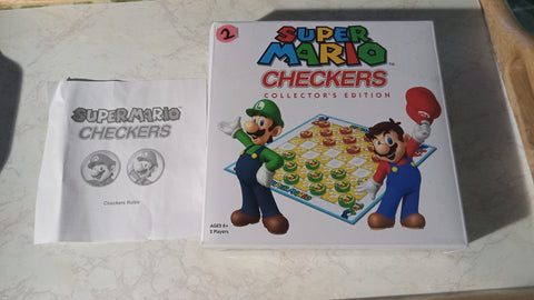Super Mario Checkers Collectors Edition Mario & Luigi w Box Instructions