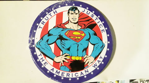 Superman 11.75 Inch Round Metal Tin Sign Truth, Justice, The American Way