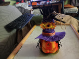 🎃 Halloween TWO 6" Light up Jack O Lantern w Hat + Hair LED Pumpkin