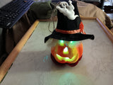 🎃 Halloween TWO 6" Light up Jack O Lantern w Hat + Hair LED Pumpkin