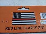 Thin Red Line 3x5 American Flag Support Fire Fighters Black & White