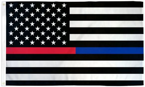 Thin Red & Blue Line 3x5 American Flag Support Police & Fire Department