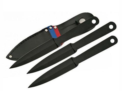 Throwing Knife Set of 3 With Sheath Black 7 Inch