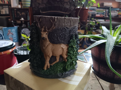 Timberland Deer Tree Stub Hunting Lodge Desktop Home Décor Pen and Pencil Holder