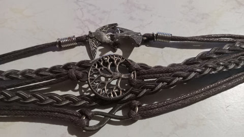 Tree of Life 3 Charm Peace Braided Doves Bracelet