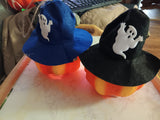 🎃 Halloween TWO 6.5" Light up Jack O Lantern w Hat + Hair LED Pumpkin