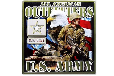 U.S. Army Eagle Tin Sign All American Outfitters 13.5 x 13.5 Square