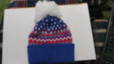 USED Buffalo Bills 47 Brand Red White Blue Winter Pom Beanie Womens Hat