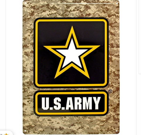 US Army Camo Metal Sign 16x12 Inch Tin Sign