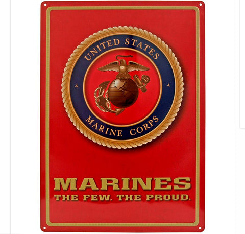 United States Marine Corp Crest and Creed Metal Sign 16x12 Inch Tin Sign