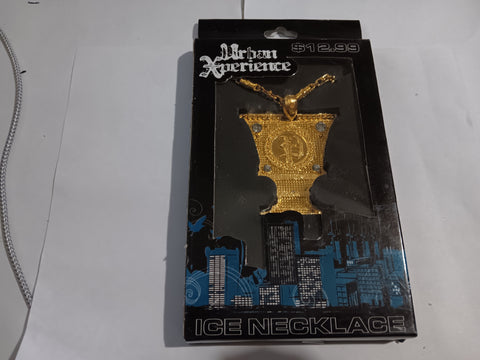 Urban Xperience Ice Necklace Gold Color with Bling and Long Chain