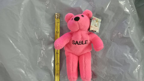WWF Attitude Bear Sable Dark Pink WWE Plush Toy Teddy Bear Doll