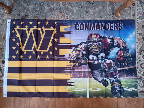 Washington Commanders NFL 3X5 Feet American Flag Banner Pole or Wall Decor
