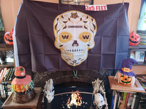 Washington Commanders NFL Sugar Skull 3X5 Feet Flag Día de los Muertos Bandera