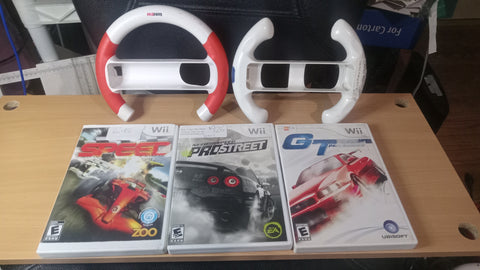 Wii Racing Wheels Games Bundle Need For Speed GT Pro Series Speed