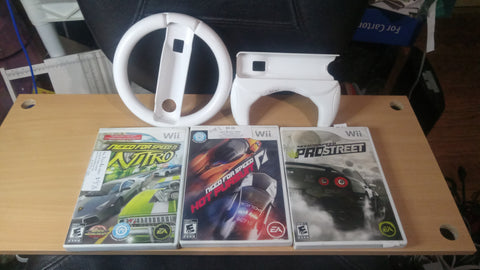Wii Racing Wheels Games Bundle Need For Speed Nitro Pro Street Hot Pursuit