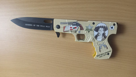 Wild Bill Hickock Lifespan Pistol Wild West Gun Handle Spring Assisted Folding Pocket Knife