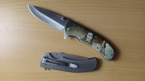 Wild Bill Hickok Metal Handle Wild West Spring Assisted Folding Pocket Knife