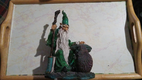 Wizard Fantasy 10" Statue Figurine With Staff Beaver & Book
