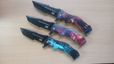 Wolf Demon Hell Horror Spring Assisted Folding Pocket Knife Cleaver Blade