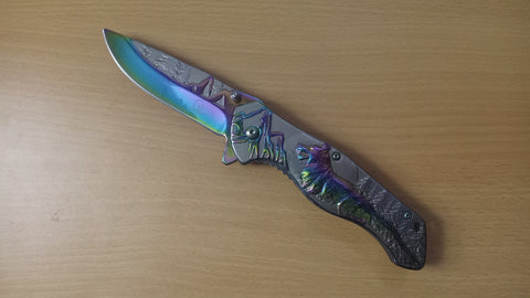 Wolf Rainbow 440 Stainless Steel Drop Point Spring Assisted Pocket Knife