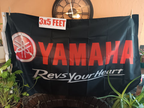 Yamaha Motorcycle Revs Your Heart Automobile 3x5 Feet Flag