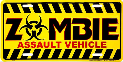 Zombie Assault Vehicle Embossed Aluminum 12x6 License Plate