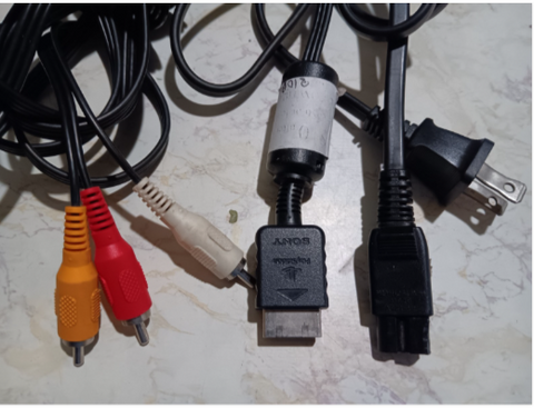 Playstation OEM Sony AV Cord + Power Cable BUNDLE for PS2 Fat + PS1 Consoles