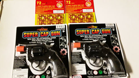 2 8 Shot Ring Cap Guns & 2 Ammo Pack 72-Shot BUNDLE