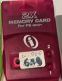 2x Playstation 1 Interact Memory Cards in Multiple Colors Used