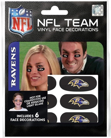 Baltimore Ravens NFL Vinyl Face Decorations 6 Pack Eye Black Strips