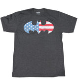 Bat Signal Men's Grey Heather Batman USA Flag Graphic Tee T-Shirt 2xl
