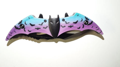 Batman 12 Inch Purple Bats Sky Dual Blade Spring Assisted Folding Pocket Knife